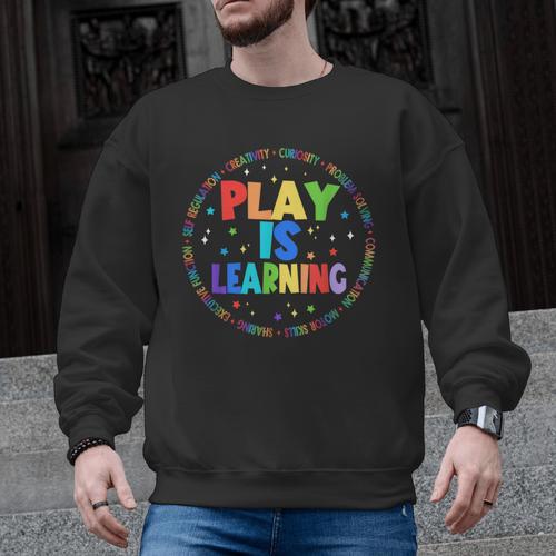 Retro Play Is Learning Teacher Back To School Men Graphic Sweatshirt - teacherstshirts.com CA