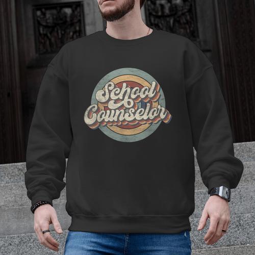 Retro School Counselor Back To School Teacher Squad Crew Men Graphic Sweatshirt - teacherstshirts.com