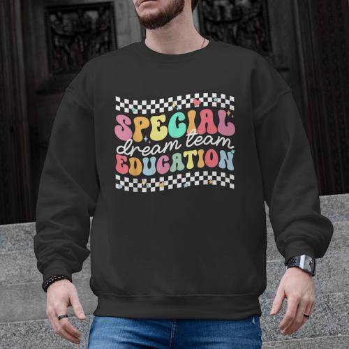 Retro Special Education Squad Groovy Dream Team SPED Teacher Men Graphic Sweatshirt - teacherstshirts.com DE