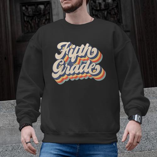 Retro Sunset Fifth Grade Teacher & Student Back To School Men Graphic Sweatshirt - teacherstshirts.com AU