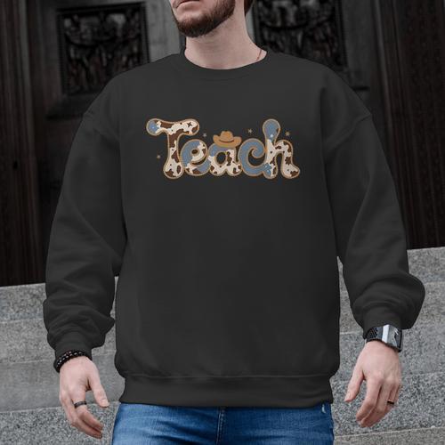 Retro Teacher Western Country Cowboy Cowgirl Back To School Men Graphic Sweatshirt - teacherstshirts.com UK