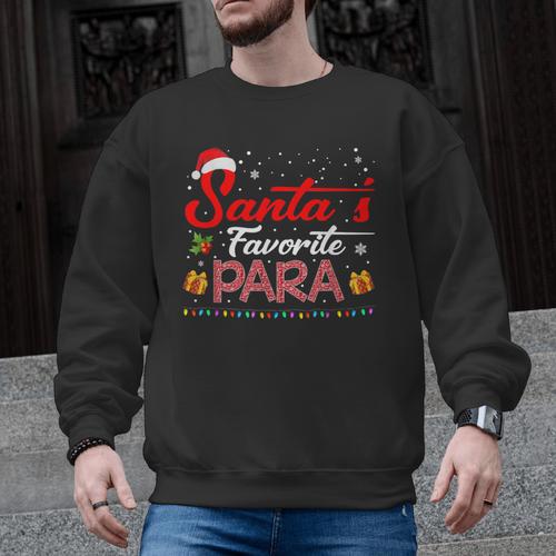 Santa's Favorite Para Christmas Paraprofessional Teacher Men Graphic Sweatshirt - teacherstshirts.com