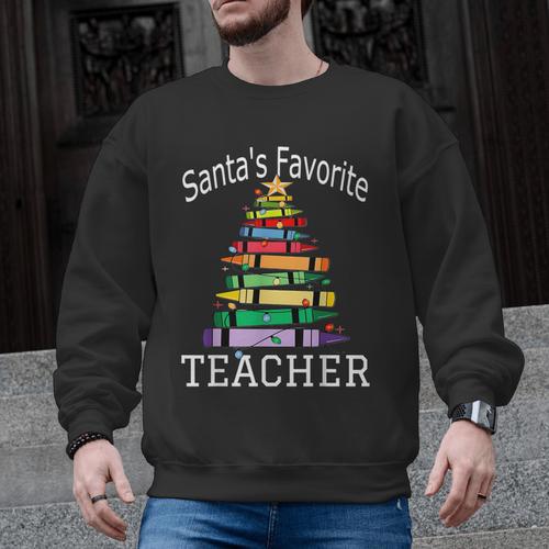 Santa's Favorite Teacher Idea For Christmas Teachers Men Graphic Sweatshirt - teacherstshirts.com AU