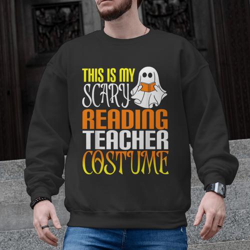 This Is My Scary Reading Teacher Costume Halloween School Men Graphic Sweatshirt - teacherstshirts.com CA