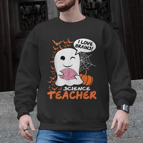 Science Teacher Cute Ghost Halloween Teacher Men Women Men Graphic Sweatshirt - teacherstshirts.com UK