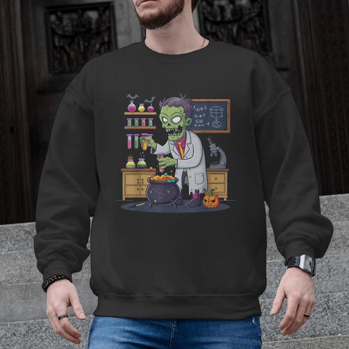Science Teacher Halloween Shirt Zombie Chemistry Scientist Men Graphic Sweatshirt - teacherstshirts.com AU