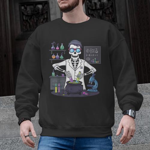 Science Teacher Halloween Skeleton Scientist Chemistry Men Graphic Sweatshirt - teacherstshirts.com AU