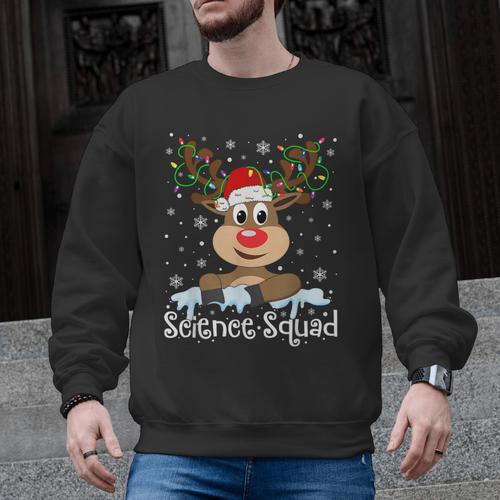 Science Teacher Squad Reindeer Christmas Teacher Xmas Lights For Men Women Men Graphic Sweatshirt - teacherstshirts.com AU