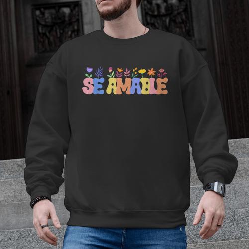 Se Amable Be Kind In Spanish Groovy Teacher Flowers Men Graphic Sweatshirt - teacherstshirts.com