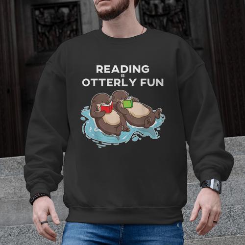 Sea Otter Book Reading Shirt For Bookworm Teachers Men Graphic Sweatshirt - teacherstshirts.com