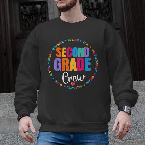 Second Grade Crew 2nd Back To School Teacher Team Squad Men Graphic Sweatshirt - teacherstshirts.com DE