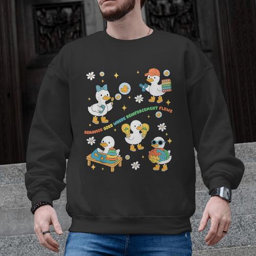 Silly Goose Behavior Analyst RBT ABA Therapy SPED Teacher Men Graphic Sweatshirt - teacherstshirts.com UK