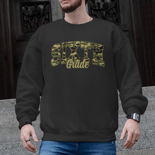 Sixth Grade Teacher Student Camouflage Back To School Men Graphic Sweatshirt - teacherstshirts.com UK
