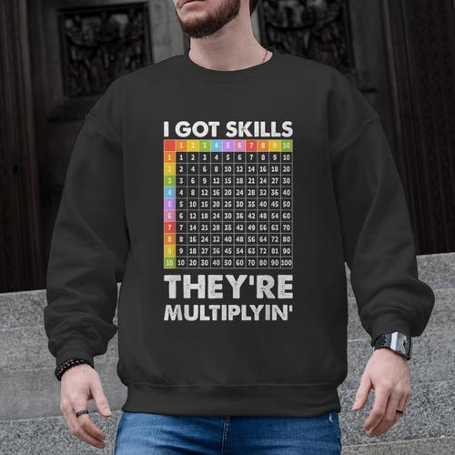 I Got Skills They'Re Multiplying Nerd Math Teacher Men Graphic Sweatshirt - teacherstshirts.com AU