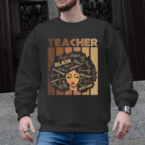 Smart Teacher Afro Girl Melanin African American Wowen Men Graphic Sweatshirt - teacherstshirts.com