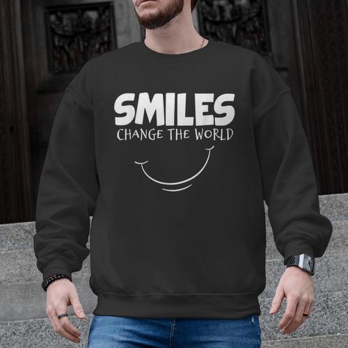 Smile Smiles Change The World Teacher T-Shirt Happy T-Shirt Men Graphic Sweatshirt - teacherstshirts.com UK