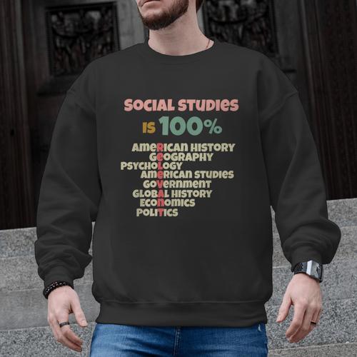 Social Studies Is Relevant History Teacher History Buff Men Graphic Sweatshirt - teacherstshirts.com