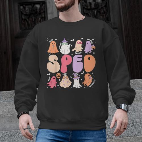 Special Education Teacher Ghosts Halloween SPED Teacher Men Graphic Sweatshirt - teacherstshirts.com AU