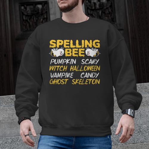 Spelling Bee Costume For a Halloween Teacher Pun Women Men Graphic Sweatshirt - teacherstshirts.com