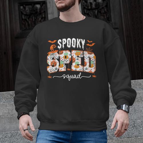 Spooky SPED Squad Special Education Teacher Halloween Ghost Men Graphic Sweatshirt - teacherstshirts.com UK