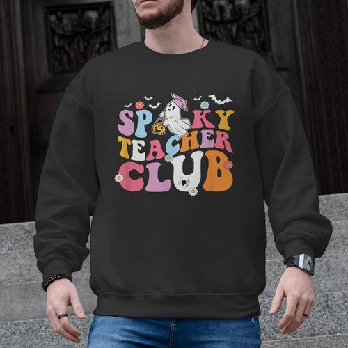 Spooky Teacher Club Halloween Men Graphic Sweatshirt - teacherstshirts.com DE