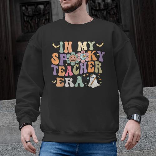 In My Spooky Teacher Era Groovy Hippie Retro Ghost Halloween Men Women Kids Men Graphic Sweatshirt - teacherstshirts.com