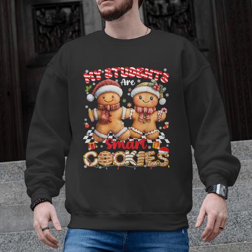 My Student Are Smart Cookies Pjs Christmas Xmas Teacher Men Graphic Sweatshirt - teacherstshirts.com