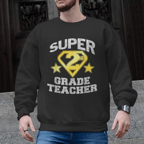 Super 2nd Grade Teacher Hero Men Graphic Sweatshirt - teacherstshirts.com CA