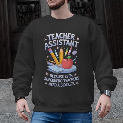Superhero Sidekick Teaching Teach School Teacher Assistant Men Graphic Sweatshirt - teacherstshirts.com DE