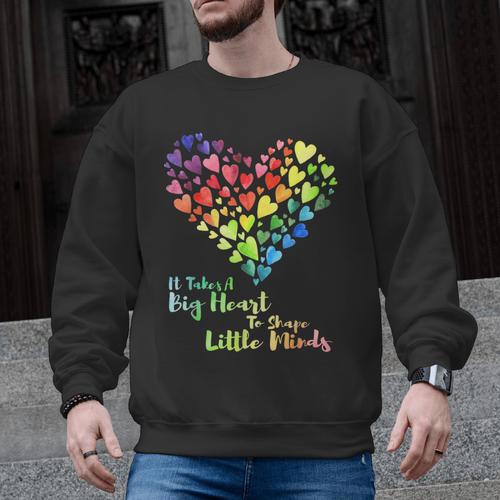 It Takes A Big Heart To Shape Little Minds Teacher Student Men Women Kids Men Graphic Sweatshirt - teacherstshirts.com UK