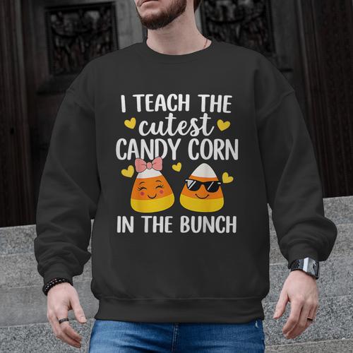 I Teach The Cutest Candy Corn In The Bunch Teacher Halloween Men Graphic Sweatshirt - teacherstshirts.com