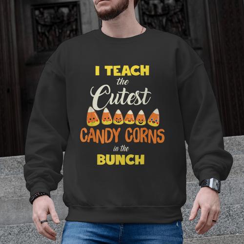 I Teach The Cutest Candy Corn In The Patch Teacher Halloween Men Graphic Sweatshirt - teacherstshirts.com