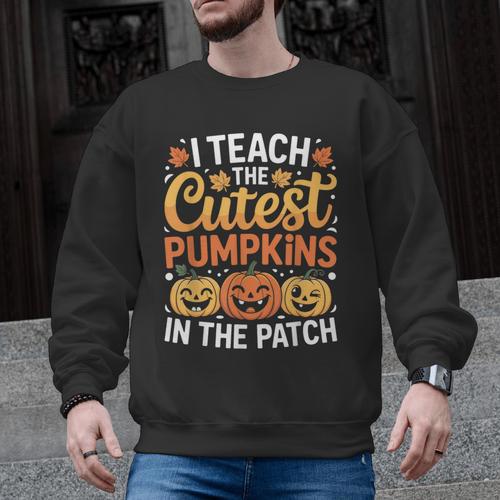 I Teach The Cutest Pumpkins Tshirt Halloween Teacher Men Graphic Sweatshirt - teacherstshirts.com UK