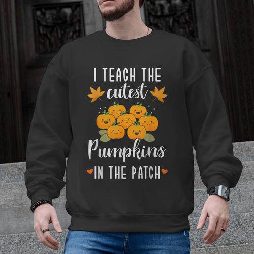 I Teach The Cutest Pumpkins In The Patch Halloween Teacher Men Graphic Sweatshirt - teacherstshirts.com CA