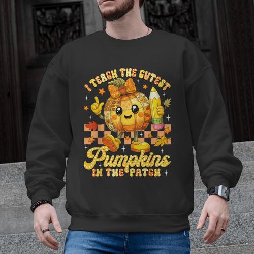 I Teach The Cutest Pumpkins In The Patch Teacher Halloween Men Graphic Sweatshirt - teacherstshirts.com UK