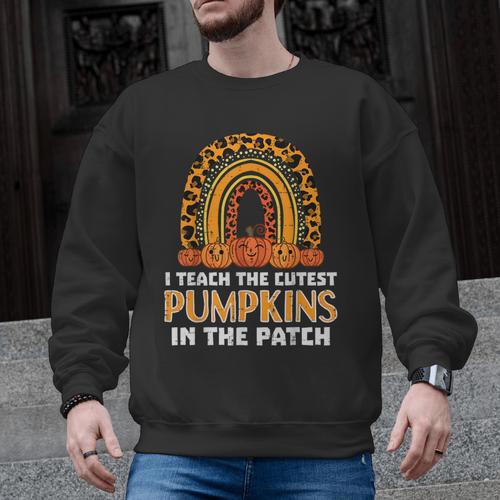 Teach Leopard Rainbow Cute Halloween Costume Teacher Women Men Graphic Sweatshirt - teacherstshirts.com