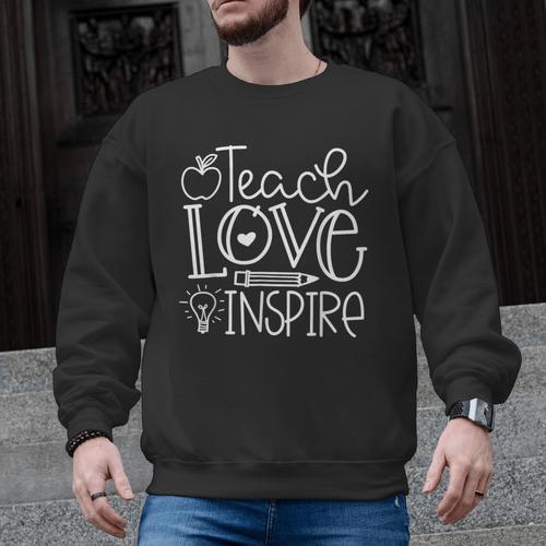 Teach Love Inspire Retro Teacher Kids Back To School Men Graphic Sweatshirt - teacherstshirts.com UK