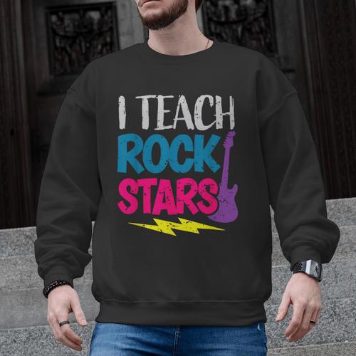 I Teach Rockstars Tee Orchestra Music Teacher Back To School Men Graphic Sweatshirt - teacherstshirts.com CA