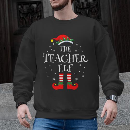 The Teacher Elf Christmas Family Matching Group Xmas Men Graphic Sweatshirt - teacherstshirts.com DE