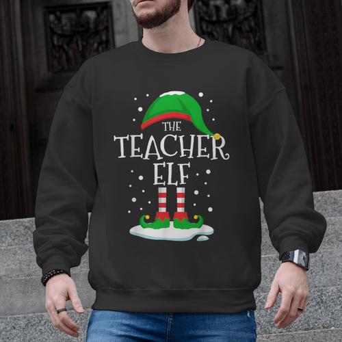 The Teacher Elf Christmas Family Matching Xmas Group For Men Women Men Graphic Sweatshirt - teacherstshirts.com