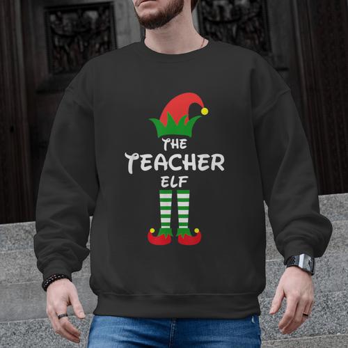 The Teacher Elf Family Matching Group Idea Christmas Men Graphic Sweatshirt - teacherstshirts.com DE