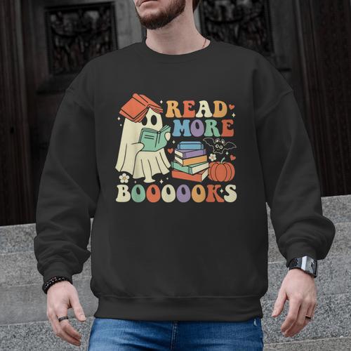 Teacher Halloween Cute Booooks Ghost Read More Books Men Graphic Sweatshirt - teacherstshirts.com AU