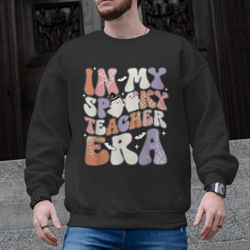 Teacher Halloween In My Spooky Teacher Era Retro Groovy Men Graphic Sweatshirt - teacherstshirts.com AU