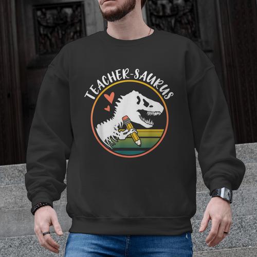 Teacher-Saurus Dinosaur Teacher Design T-Rex Design Men Graphic Sweatshirt - teacherstshirts.com UK