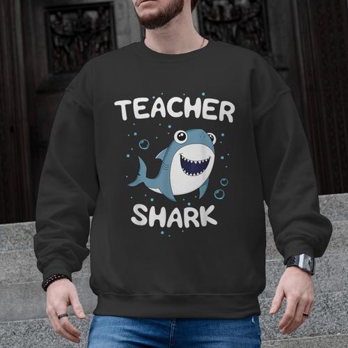 Teacher Shark Teaching Back To School Kindergarten Men Graphic Sweatshirt - teacherstshirts.com UK