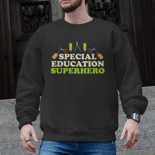 Teacher Superhero Student Educator Special Education Men Graphic Sweatshirt - teacherstshirts.com UK