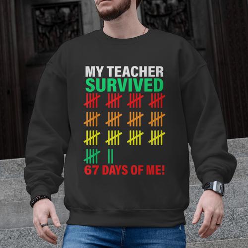 My Teacher Survived 67 Days Of Me School Kids Costume Men Graphic Sweatshirt - teacherstshirts.com UK