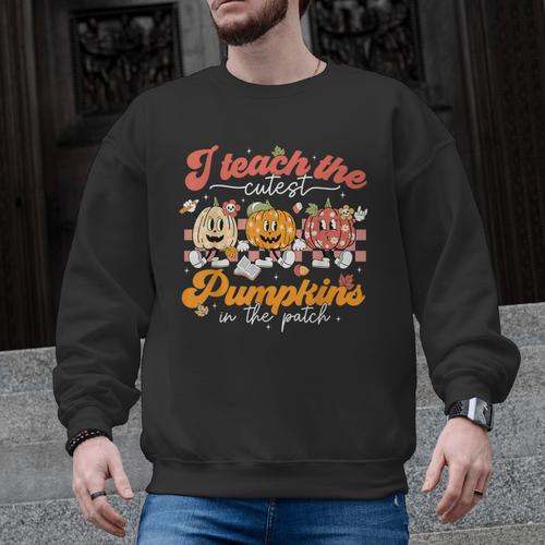 Teacher I Teach The Cutest Pumpkins In The Patch Fall Autumn Men Graphic Sweatshirt - teacherstshirts.com