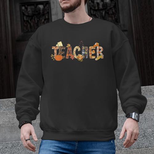 Teacher Thanksgiving Women Autumn Fall Halloween Pumpkin Tee Men Graphic Sweatshirt - teacherstshirts.com CA