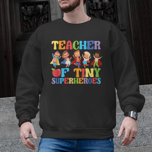 Teacher Of Tiny Superheroes Teach 100th Day Of School Men Graphic Sweatshirt - teacherstshirts.com AU